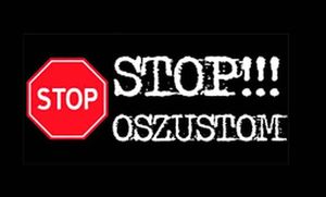 Na gładkim tle napis: Stop!!! oszustom